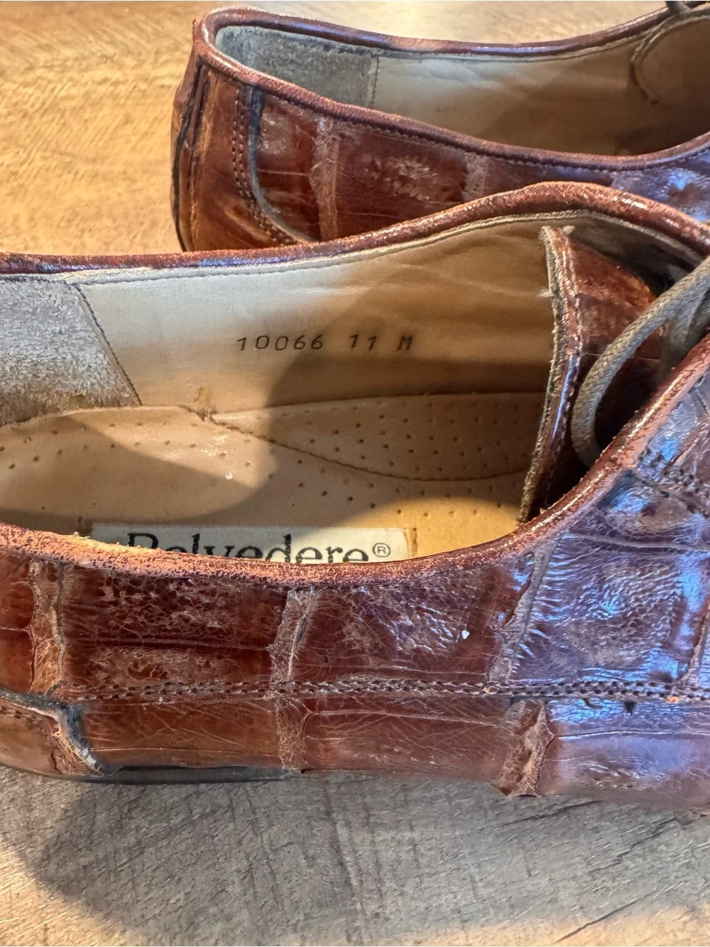 Belvedere Florence Men’s 11 M Genuine Crocodile Leather Brown Oxford Shoes Italy